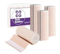 Premium Elastic Bandage Wrap 15cm x 4.5m Compression Bandages Wraps with Self-Closures Reusable Self-Closing Elastic Bandage for Arm Wrist Legs Ankle Knees 4 Pack