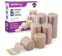 Premium Elastic Bandage Wrap with Self-Closures - 6 Pack (2x5cm, 2x7.5cm, 2x10cm) - Compression Bandage Wraps for Wrists, Elbows, Ankles, Knees, Thighs and Torso - Self Adhesive