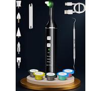 Premium Electric Teeth Cleaner Stain Remover & Tooth Polisher - Plaque Remover with 5 Modes, 5-Mode Rechargeable Dental Scaler with 6 Attachments, LED Light, Waterproof - Perfect for Home Use & Travel