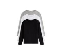 Tommy Hilfiger Men’s 3 Pack Basic Long Sleeve Tops, Multicolor (Black/White/Grey Heather), L