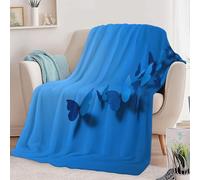 Premium Exquisite Insects Butterfly Printed Blankets, Super Soft Flannel Plush Cozy Lightweight Blue Throw Blanket for Baby Kids Boys Girls 87 × 95 inch - Super King Size