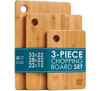 Premium Extra-Thick Wooden Chopping Boards - 3 Piece Bamboo Chopping Board Set - 33x22cm / 28x22cm / 22x15cm - Ideal for Carving Meat, Cutting Vegetables, Cheeses and Bread - by LARHN