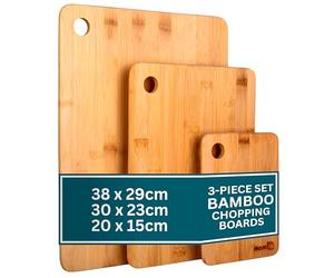 Premium Extra-Thick Wooden Chopping Boards - 3 Piece Bamboo Cutting Board Set for Carving Meat, Cheese, Bread, Vegetables - Bamboo Chopping Boards for Kitchens - by Homiu