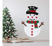 Premium Felt Snowman Wall Hanging Game Kit for Christmas Decorations, Snowman Building Set for Kids with Blue Scarf, Red Green Scarf, Hands-on Snowman Craft Kit (Red and green