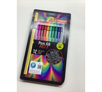 STABILO Pen 68 - Premium Fibre-Tip Pen - ARTY - Pack of 12 - Assorted Colours