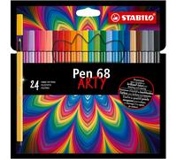 Premium Fibre-Tip Pen - STABILO Pen 68 - ARTY - Pack of 24 - Assorted Colours