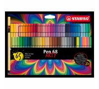 Premium Fibre-Tip Pen - STABILO Pen 68 - ARTY - Pack of 65 - Assorted Colours