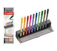 Premium Fibre-Tip Pen - STABILO Pen 68 - Click Set Pack of 10 - Assorted Colours