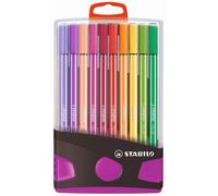 STABILO Premium Fibre-Tip Pen 68 – ColorParade Anthracite/Pink Deskset of 20 with Hanging Loop