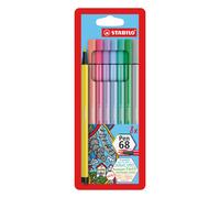 Premium Fibre-Tip Pen - STABILO Pen 68 - Pack of 8 - Pastel Colours (US IMPORT)