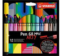 Premium Fibre-Tip Pen with Chisel Tip - STABILO Pen 68 MAX - ARTY - Pack of 12