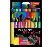 Premium Fibre-Tip Pen with Chisel Tip - STABILO Pen 68 MAX - ARTY - Pack of 18
