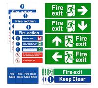 Premium Fire Exit Sign Kit - 21 Pcs Fire Escape Signage, Self Adhesive Fire Safety Signs, Fire Exit Sign(Up, Down, Right, Left Arrow), for Enterprises, Hotels, Schools, Warehouses, Etc.