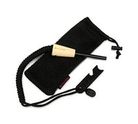 Premium Fire Steel with Paracord Strap & Carry Bag - Quality Ferro Rod Fire Starter with over 2m of Military Grade 550 Parachute Cord for Survival & Bushcraft from Wild Peak ▲ (Black))