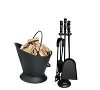 Premium Fireplace Tool Set - Milan, Paris, Warwick & Waterloo Coal Bucket - Durable Fire Companion Set with Poker, Brush, Shovel, Tongs (Set of Waterloo Coal Bucket + Milan Fireplace Set)