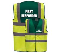 Premium First Responder Yellow Green Hi Vis Viz Reflective Safety Vest Waistcoat, Reflective High Visibility, Small