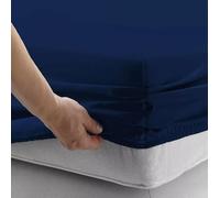 Premium Fitted Sheet with Extra Deep 40 cm Pocket, Brushed Microfibre, Ultrasoft Hypoallergenic, Fade Resistant (Navy, Double)