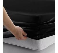 Premium Fitted Sheet with Extra Deep 40 cm Pocket, Brushed Microfibre, Ultrasoft Hypoallergenic, Fade Resistant (Black, Super King)