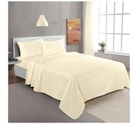 Premium Flannel Plain Double Flat Sheet Super Soft & Cozy Breathable Bed Sheets, Cream