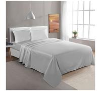 Premium Flannel Plain Double Flat Sheet Super Soft & Cozy Breathable Bed Sheets, Grey
