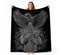 Premium Flannel Thermal Warm Blankets 130x150 cm - Super Soft Cozy Mysterious Cross Crow Throw, Black Fluffy Blanket for Couch Sofa Bed and Travel