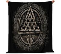 Premium Flannel Thermal Warm Blankets 130x150 cm - Super Soft Cozy Mystical Tree Of Life Rune Throw, Black Fluffy Blanket for Couch Sofa Bed and Travel