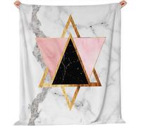 Premium Flannel Thermal Warm Blankets 200x200 cm - Super Soft Cozy Geometric Triangle Marble Throw, Grey Fluffy Blanket for Couch Sofa Bed and Travel