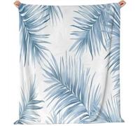 Premium Flannel Thermal Warm Blankets 70x100 cm - Super Soft Cozy Simple Palm Leaves Throw, Duck Egg Color Fluffy Blanket for Couch Sofa Bed and Travel