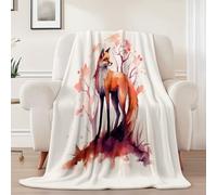 Premium Flannel Thermal Warm Blankets 80x150 cm - Super Soft Cozy Animal Fox Branches Throw, Blush Powder Fluffy Blanket for Couch Sofa Bed and Travel
