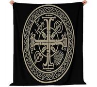 Premium Flannel Thermal Warm Blankets 80x150 cm - Super Soft Cozy Mystical Circle Runes Throw, Black Fluffy Blanket for Couch Sofa Bed and Travel