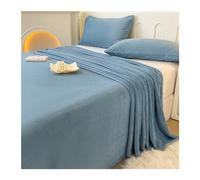 Premium Flannel Velvet Flat Sheet Soft and Cozy Double Queen Size Top Sheet for Bed (Blue 120x230cm)