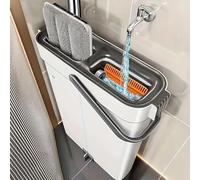 Premium Flat Mop and Bucket Set - Separates Clean & Dirty Water - Compact & Lightweight - 2 Chamber Floor Cleaning System - 360 Rotating Head - 3 Microfibre Reusable Mop Pads Included