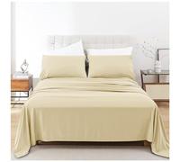 Premium Flat Superking Sheet Cream Hotel Bedding Polycotton Flats Sheets Plain Dyed Fabric Bedsheet