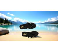 Premium Flip Flops - Comfortable Beach Sandals with Lake Tahoe Design - Lightweight, Durable, and Water-Resistant. Designed by people who live, work, and play on the water. Womens Black., Black, 9 UK