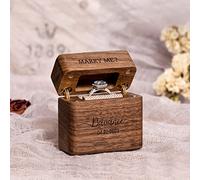 Premium Flip Wood Ring Box, Engraved Proposal Engagement Ring Box, Wedding Ring Bearer, Single Ring Case, Custom Ring Holder