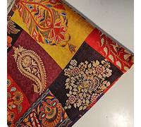 Premium Floral Printed Faux Raw Silk 100% Polyester Fabric Bridal Fabric, Dressmaking, Wedding, Prom Craft Fabric 44'' - 112 cm Wide Sold As 1 Meter Pre - Cut Lengths (Vintage Indian Paisley), (IN02)