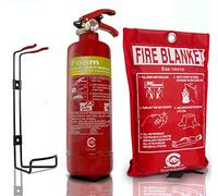 Premium FSS UK 1 Litre AFFF Foam Spray Fire Extinguisher with fire Blanket. CE Marked. Ideal for Boats Homes Kitchen Workplace Offices Warehouses WORKSHOPS GARAGES Hotels Restaurants