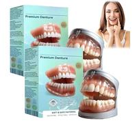 Premium Full Denture Set Custom Flexible False Teeth for Men & Women, Soft Comfortable Fit, Advanced Silicone Reline Technology (2pcs)