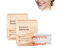 Premium Full Denture Set, Upper & Lower Silicone Dentures, Moldable False Teeth for Women & Men, At-Home DIY Kit, Soft & Comfortable, Fix Smile in Minutes (2Sets)