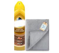 Premium Furniture Polish Spray for Wood & Leather 250ml with Microfibre Cloth - Multi Surface Polish - Beeswax Spray - Long Lasting Shine & Protection