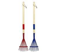 Premium Garden Secateurs Garden Rake & Leaf Set Agricultural Tool for Leaf & Hay Raking Wooden Handle 9 Tine Rake for Kids' Play & Household Use 2 Piece Gardening Kit (Red,70X14CM)