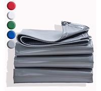 Premium Garden Tarpaulin - 0.5mm Thick PVC - 3.4 x 5.8m - 500g/m² - Waterproof with Eyelets - Grey Cover for Outdoor Protection and Weather Resistance