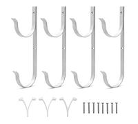 Premium Garden Tools Organizer Garage Storage Hanger 4pc Broom Holder Set, Hooks for Telescopic Poles, Skimmers, Leaf Rakes, Hoses Organization Pool Pole Aluminium - Complete with ClipsTools