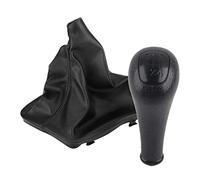 Premium Gear Stick Shift Knob Gaiter Boot Cover Set Ergonomic Design 4 Speed Gear Shifter Replacement for Mercedes W123 W140 W202 Black PU Leather Plastic