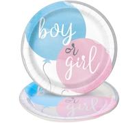 Premium Gender Reveal Party Round Dinner Plates (22cm) - Stunning Pink & Blue Design - Ultimate Party Essential for Baby Showers & Celebrations - 8ct
