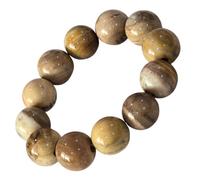 Premium Genuine Jadeized Petrified Wood Bracelet - Natural Fossil Wood Gemstone Beaded Bracelet, Earth Tone Brown Stretch Bracelet for Men Women - Luxury Crystal Jewelry with Red Heart Gift Box, Inner