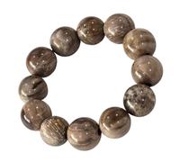 Premium Genuine Jadeized Petrified Wood Bracelet - Natural Fossil Wood Gemstone Beaded Bracelet, Earth Tone Brown Stretch Bracelet for Men Women - Luxury Crystal Jewelry with Red Heart Gift Box, Inner
