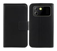 Premium Genuine Real Flip Folder Folio Leather Case For TTfone TT280 4G 2.8" Business Phone Protection Protector Cover Skin (Black)