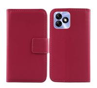 Premium Genuine Real Flip Folder Folio Leather Case For WIKO T40 6.56" Business Phone Protection Protector Cover Skin (Rose)