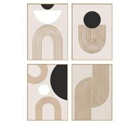 Premium Geometry Decorative Pictures Set of 4, A4 Modern Poster Set, Abstract Living Room Canvas Pictures, Hanging Paintings, Wall Pictures Decoration, Art Print Wall Poster for Bedroom, Office,